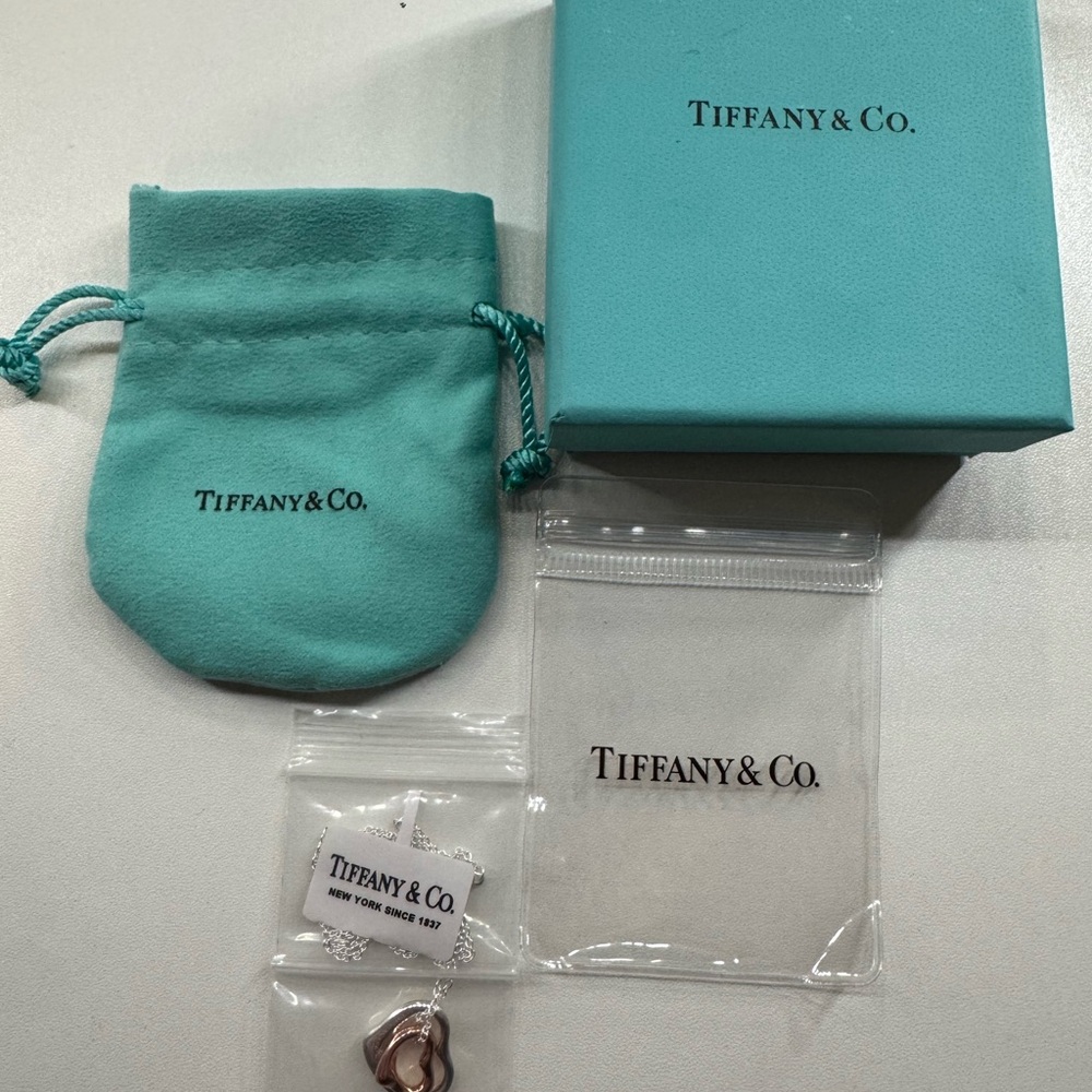 Elsa Peretti Tiffany & Co. Rose Gold and Silver Heart Necklace